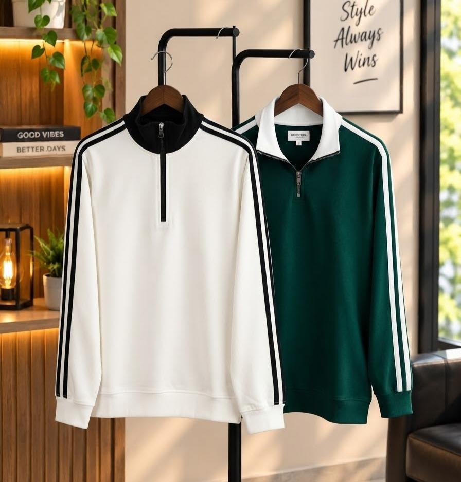 Zip-Long Sleeve (White+Green)