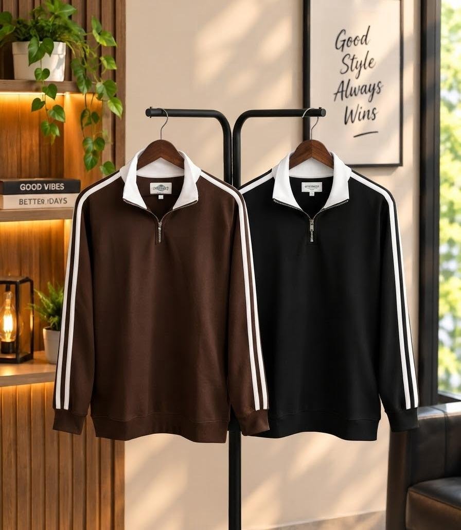 Zip-Long sleeve (Coffee+Black)